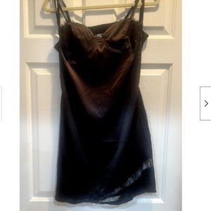 NEW Black Satin Lace Trim Slip Club Dress- Going Out